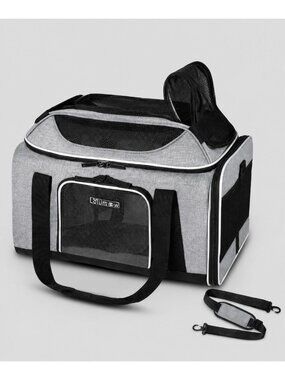 Petskd Top‑Expandable Pet Carrier – Grey – 17×11×9.5 – Airline Approved